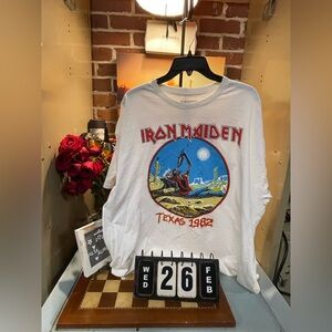 1983 Iron Maiden "Brain Damage In Texas" Vintage Tour Raglan Tee Shirt